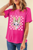 Rose Red Plaid Bubble Gum Rabbit Graphic Easter T Shirt Aaria Tees