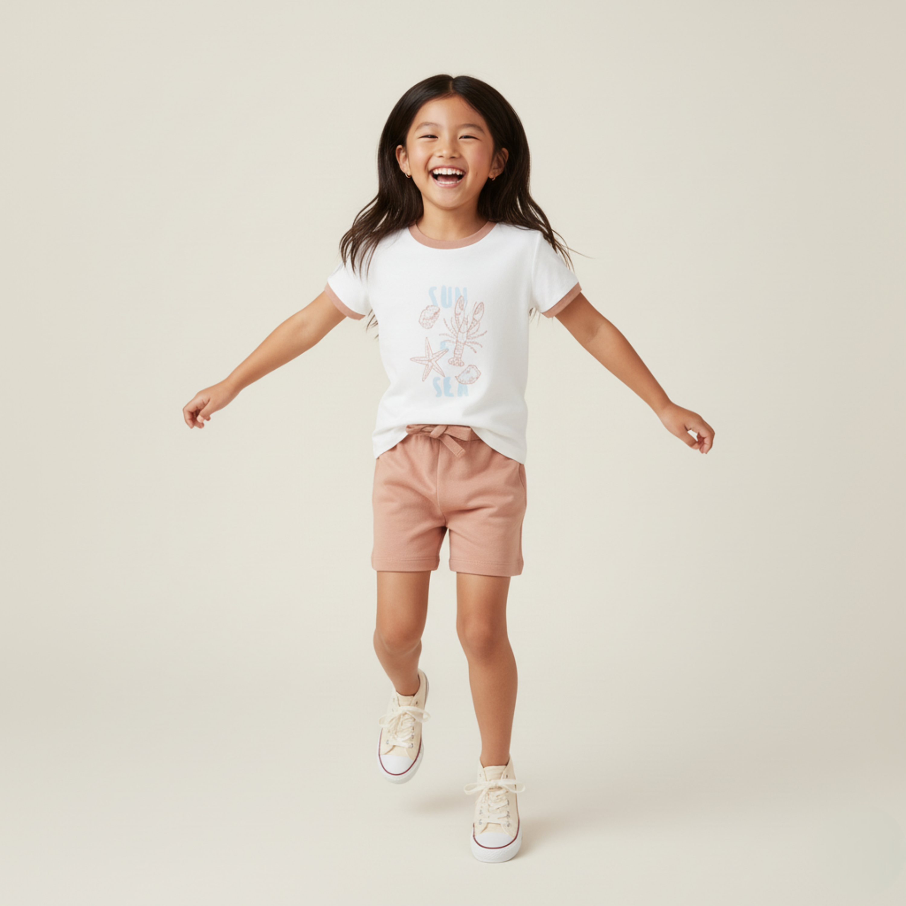 Organic Graphic Tee & Shorts Set - Beach Day - Aaria Tees Aaria Tees