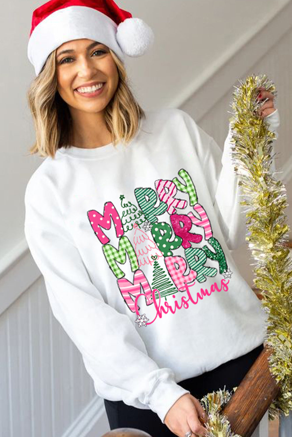 Beige MERRY Christmas Printed Drop Shoulder Pullover Sweatshirt - Aaria Tees Aaria Tees