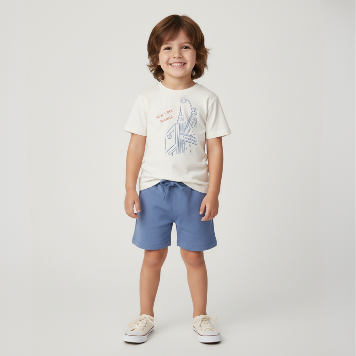 Organic Graphic Tee & Shorts Set - New York - Aaria Tees