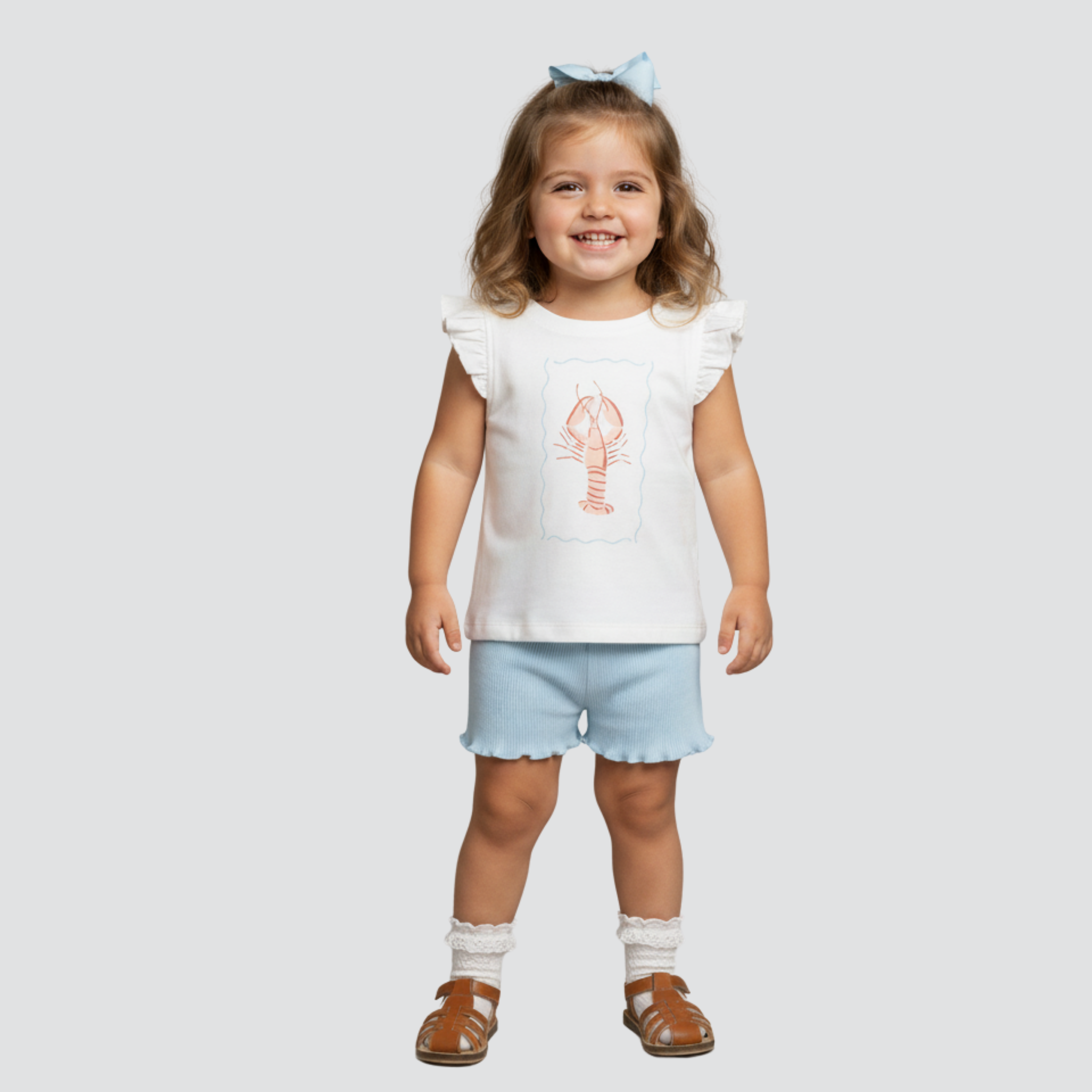 Organic Sleeveless Flutter Top & Shorts Set - Lobster - Aaria Tees Aaria Tees