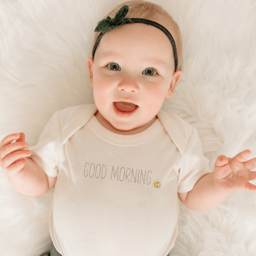 graphic bodysuit | good morning - Aaria Tees Aaria Tees