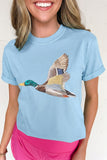 Light Blue Flying Mallard Print Western Graphic Tee - Aaria Tees Aaria Tees