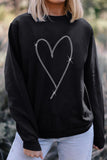 Black Rhinestone Heart Pattern Valentines Fashion Sweatshirt - Aaria Tees Aaria Tees