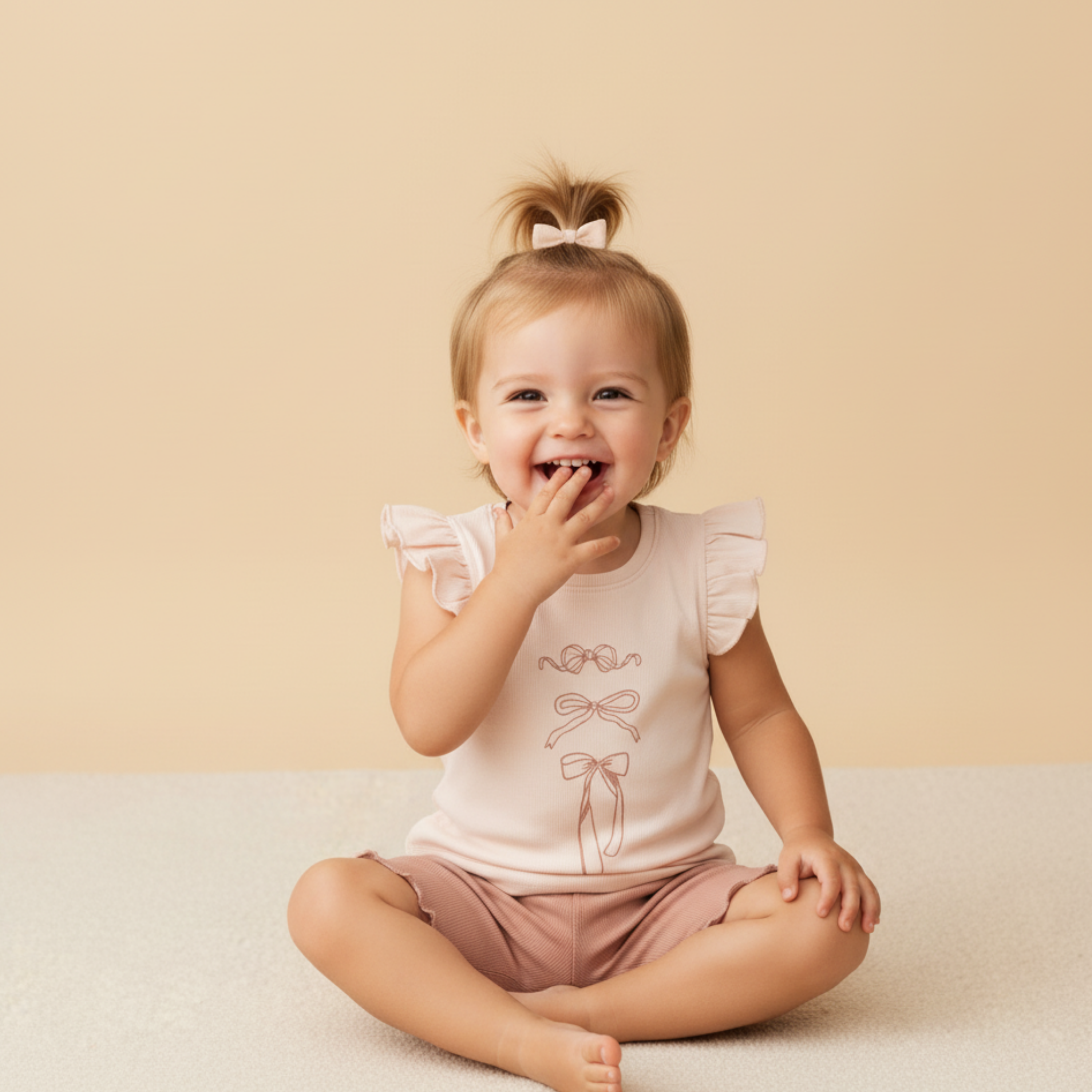 Organic Sleeveless Flutter Top & Shorts Set - Bows - Aaria Tees Aaria Tees