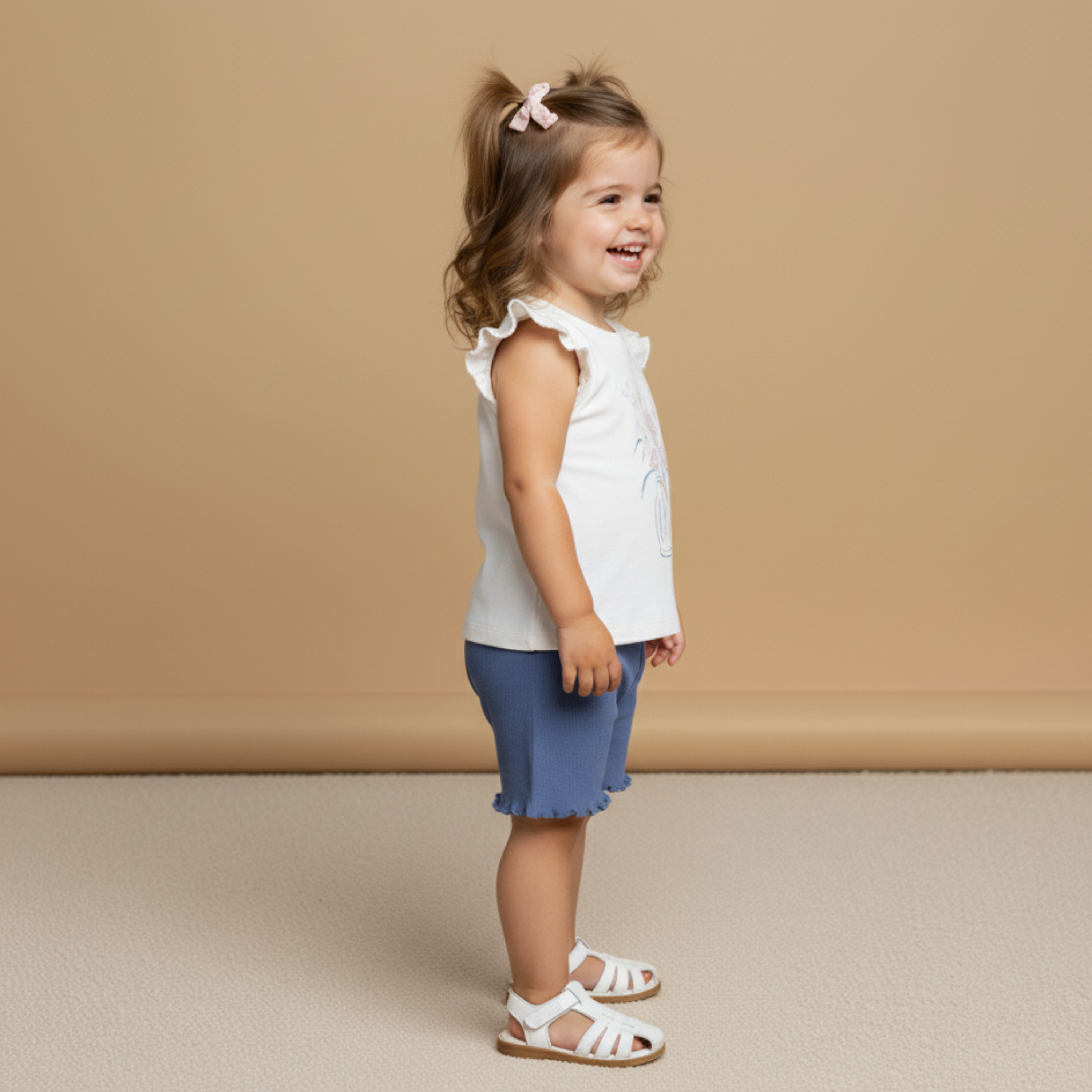 Organic Sleeveless Flutter Top & Shorts Set - Spring Floral - Aaria Tees Aaria Tees