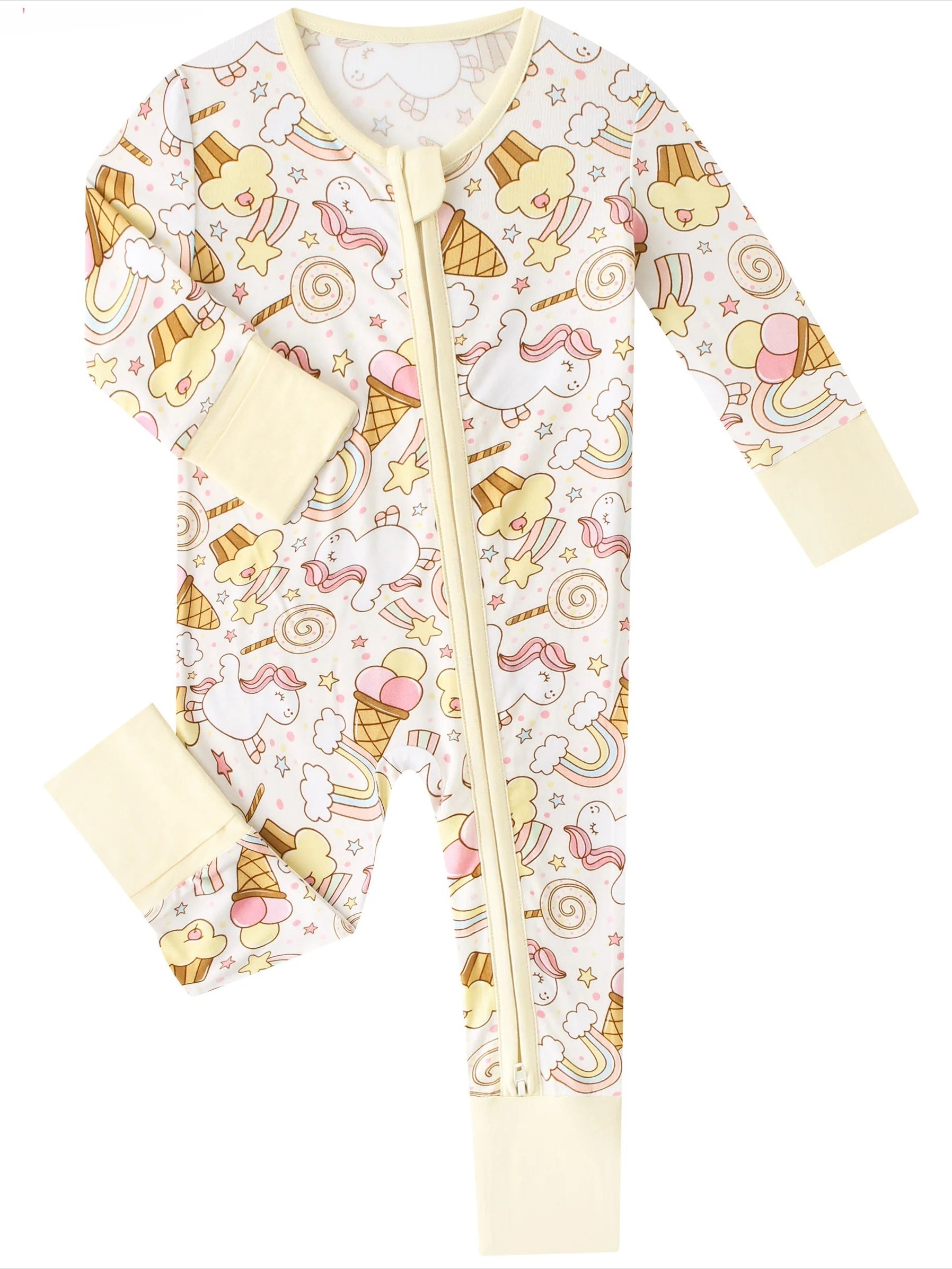 PoshTOT Rainbow Snacks Bamboo Baby Convertible Zippy Romper - Aaria Tees Aaria Tees