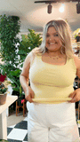 Bella Square Neck Rib Knit Tank Top, Yellow - Aaria Tees Aaria Tees