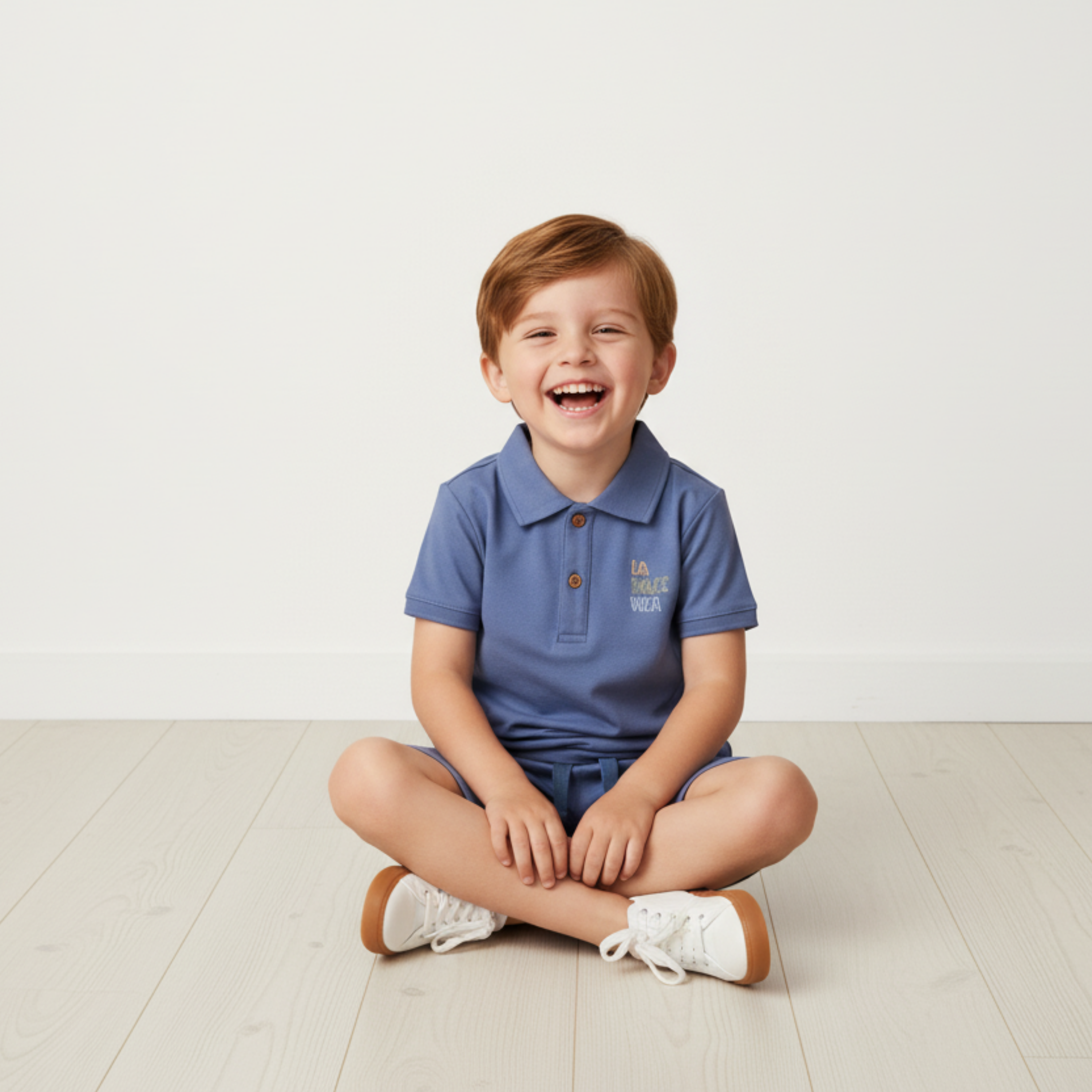 Organic Polo Shirt & Shorts Set - Slate - Aaria Tees Aaria Tees