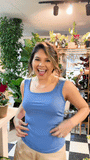Bella Square Neck Rib Knit Tank Top, Blue - Aaria Tees Aaria Tees