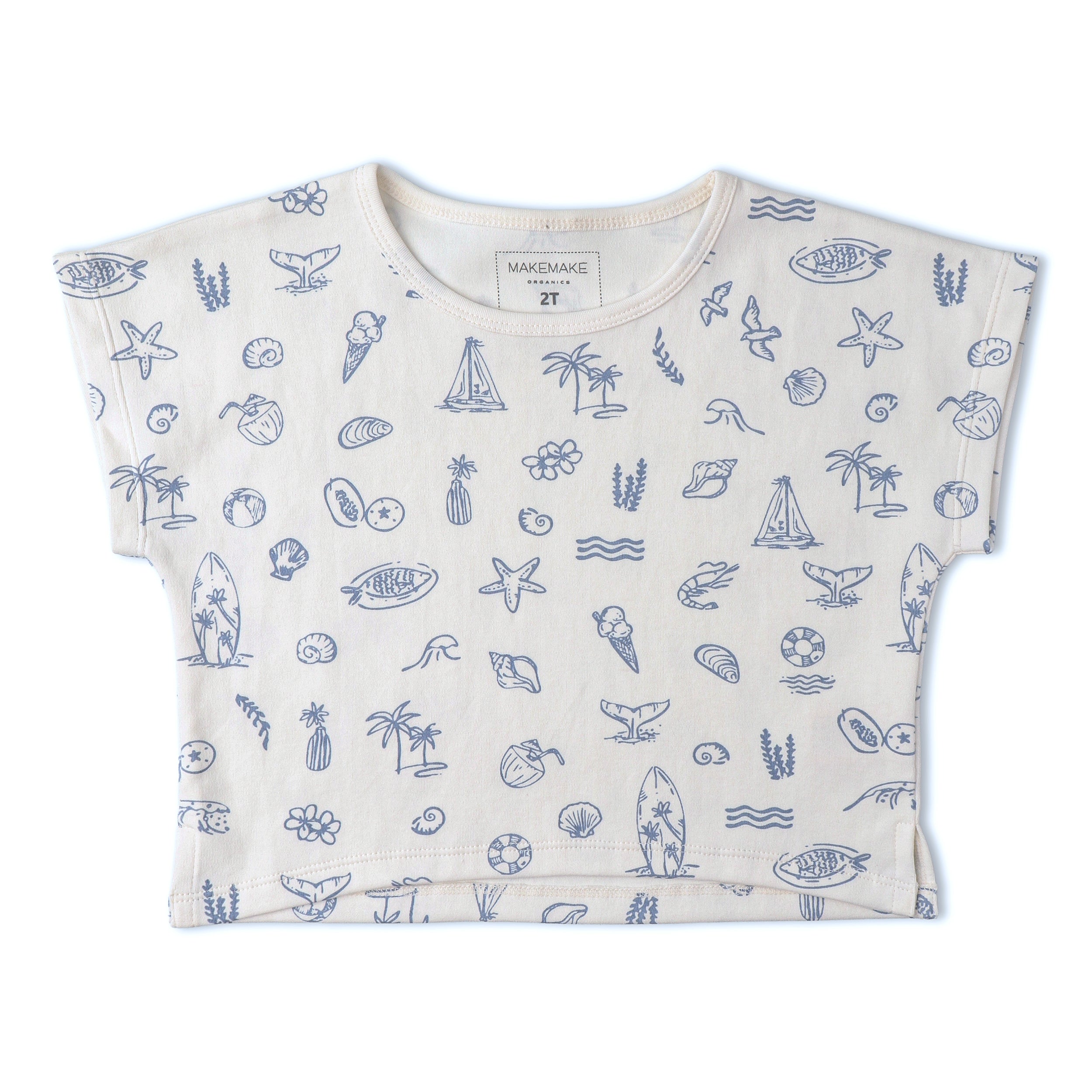 Organic Drop Shoulder Tee & Shorts Set - Coastal - Aaria Tees Aaria Tees