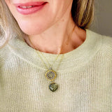 Labradorite Halo Mini Gold Pendant Aaria Tees