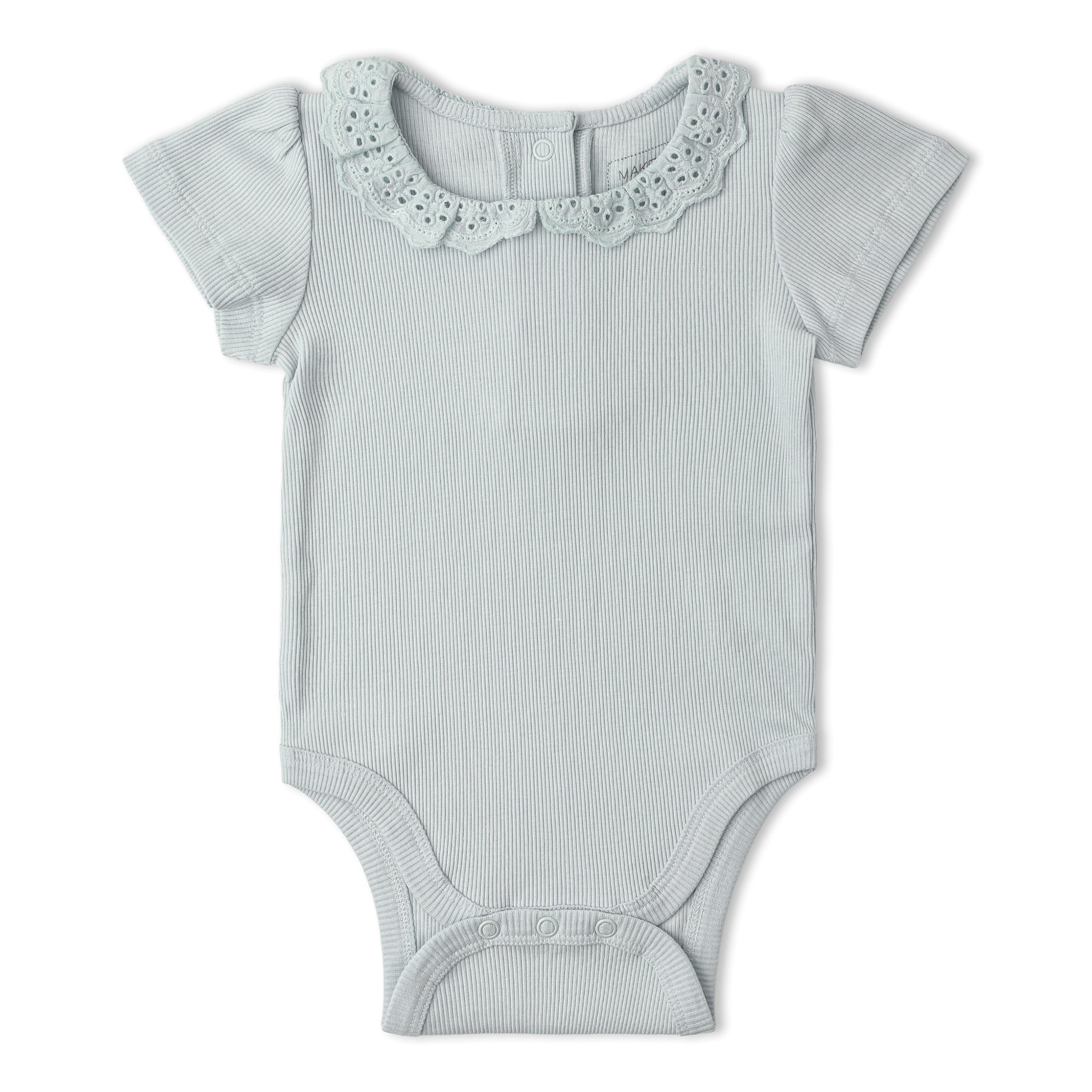 Organic Lace Collar Onesie & Tights Set - Fog - Aaria Tees Aaria Tees