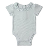 Organic Lace Collar Onesie & Tights Set - Fog - Aaria Tees Aaria Tees