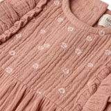 Organic Embroidered Ruffle Romper - Clay - Aaria Tees Aaria Tees