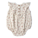 Organic Sleeveless Ruffle Bubble Romper - Blush Floral - Aaria Tees Aaria Tees