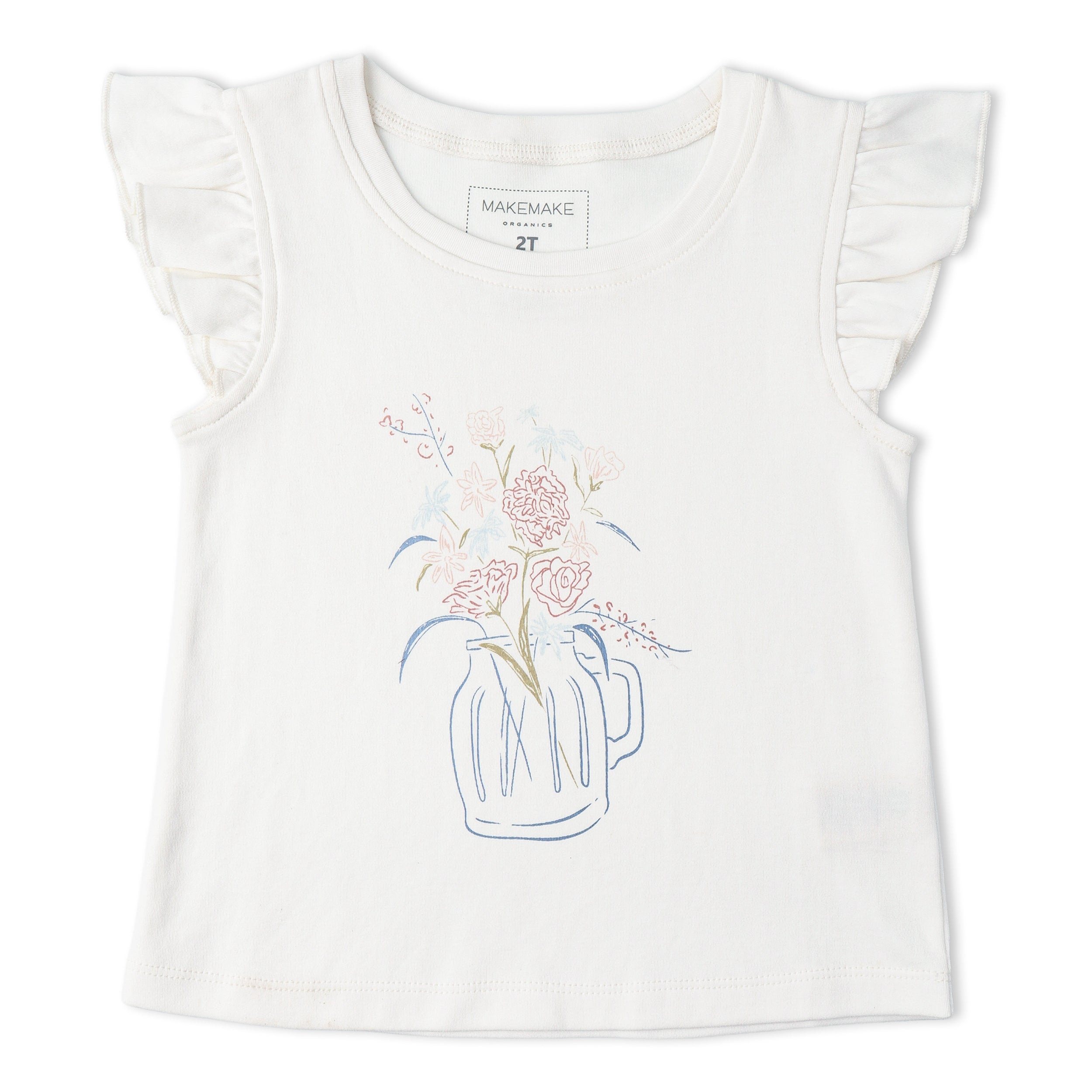 Organic Sleeveless Flutter Top & Shorts Set - Spring Floral - Aaria Tees Aaria Tees