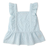 Organic Eyelet Flutter Top And Shorts Set - Light Blue Eyelet - Aaria Tees Aaria Tees
