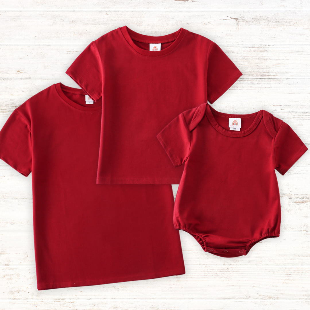 Maroon blank basic t-shirt Adult Kids and baby bubble - Aaria Tees Aaria Tees