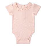Organic Lace Collar Onesie & Tights Set - Blush - Aaria Tees Aaria Tees