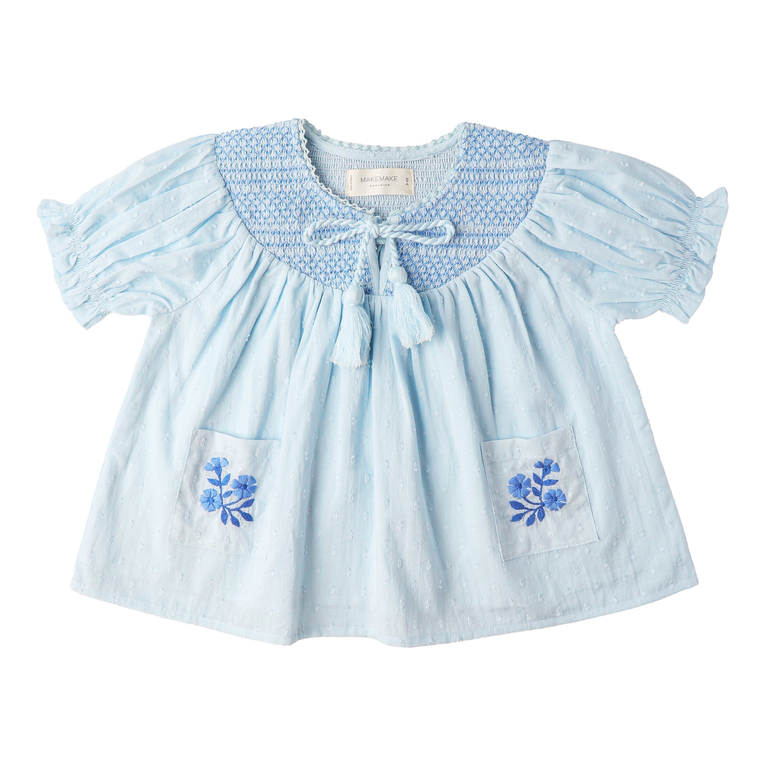 Organic Smocked Top & Shorts Set - Light Blue - Aaria Tees Aaria Tees