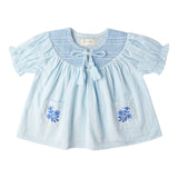 Organic Smocked Top & Shorts Set - Light Blue - Aaria Tees Aaria Tees