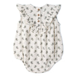 Organic Sleeveless Ruffle Bubble Romper - Poppy - Aaria Tees Aaria Tees