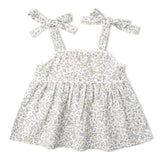 Organic Tie Up Top & Shorts Set - Tulle Floral - Aaria Tees Aaria Tees