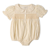 Organic Smocked Button Romper - Butter Yellow - Aaria Tees Aaria Tees