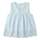 Organic Eyelet Top And Pant Set - Light Blue Eyelet - Aaria Tees Aaria Tees