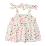 Organic Tie Up Top & Shorts Set - Pink  Bloom - Aaria Tees Aaria Tees