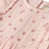 Organic Embroidered Ruffle Romper - Blush - Aaria Tees Aaria Tees