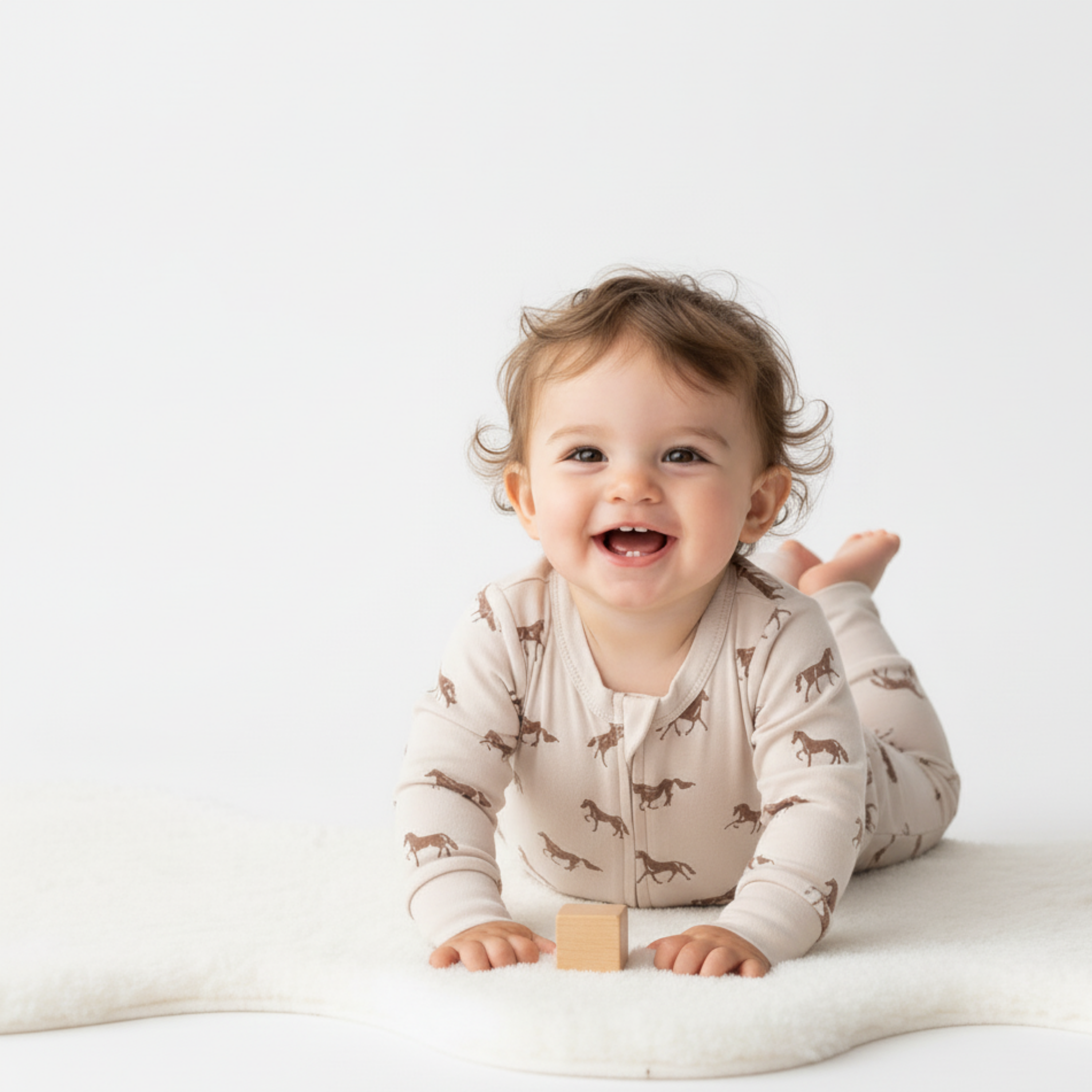 Organic 2-Way Zip Romper - Horses - Aaria Tees Aaria Tees