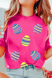 Rose Red Sequin Easter Egg Graphic Casual T Shirt Aaria Tees