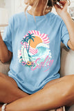 Light Blue Salty Beach Resort Vacation Surf Graphic Tee Aaria Tees