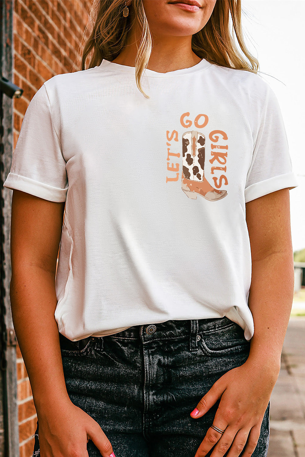 White Double-Side Cowboy Hat & Boots Graphic Tee - Aaria Tees Aaria Tees