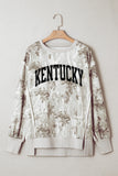 Gray KENTUCKY Raw Seam Detail Leafy Camouflage Baggy Sweatshirt - Aaria Tees Aaria Tees