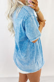 Blue USA Star Print Mineral Washed Cotton Tee - Aaria Tees Aaria Tees