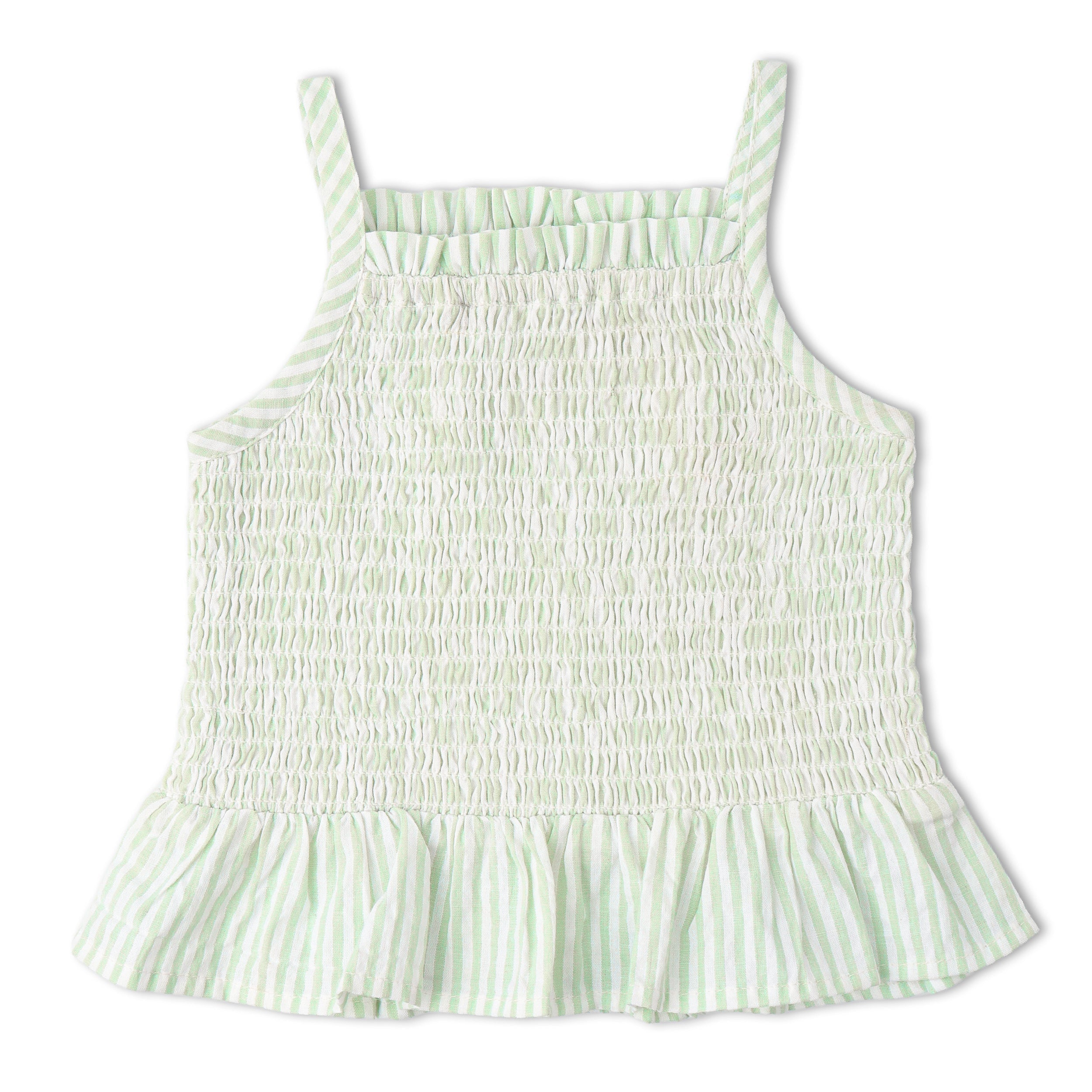 Organic Smocked Top And Bloomer Set - Basil Stripes - Aaria Tees Aaria Tees