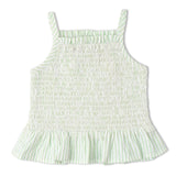 Organic Smocked Top And Bloomer Set - Basil Stripes - Aaria Tees Aaria Tees