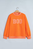 Sail Blue Polka Dot Letter Print Contrast Trim Mock Neck Sweatshirt Aaria Tees