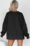 Black Bow Sequin XOXO Letter Graphic Exposed Seam Baggy Sweatshirt - Aaria Tees Aaria Tees