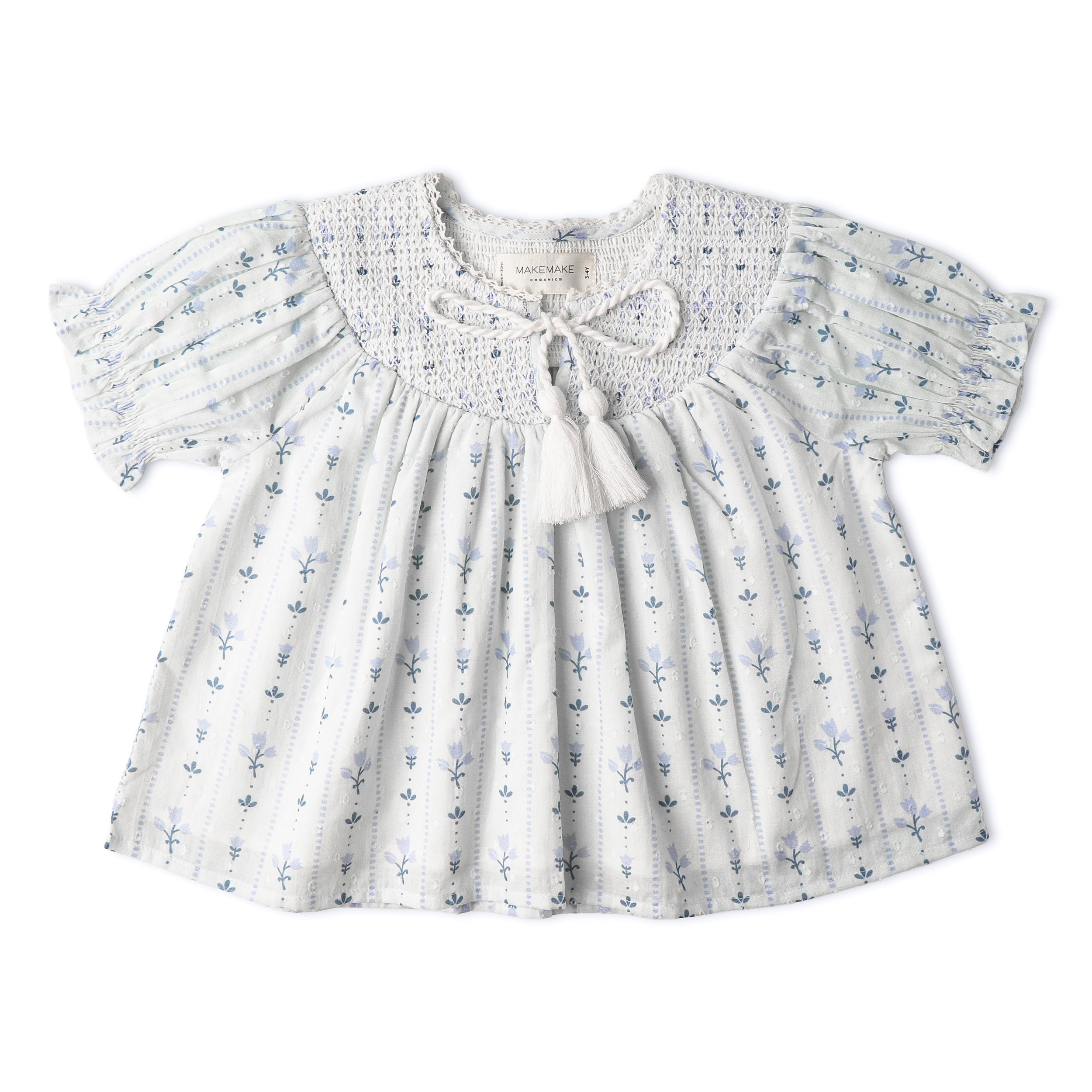 Organic Smocked Top & Shorts Set - Blue Vines - Aaria Tees Aaria Tees
