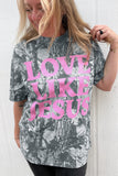 Pink Camo Woodland LOVE LIKE JESUS Casual Tee Aaria Tees
