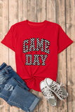Red Checkered Game Day Graphic T Shirt Aaria Tees