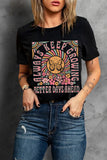 Black Always Keep Growing Butterfly Flower Crewneck Graphic Tee Aaria Tees