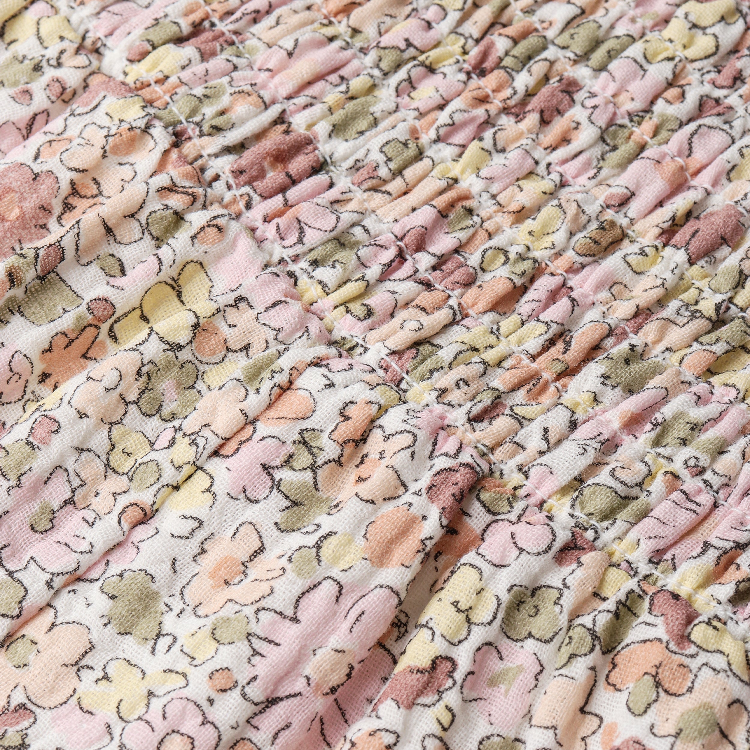 Organic Smocked Jumpsuit - Pastel Bloom - Aaria Tees Aaria Tees