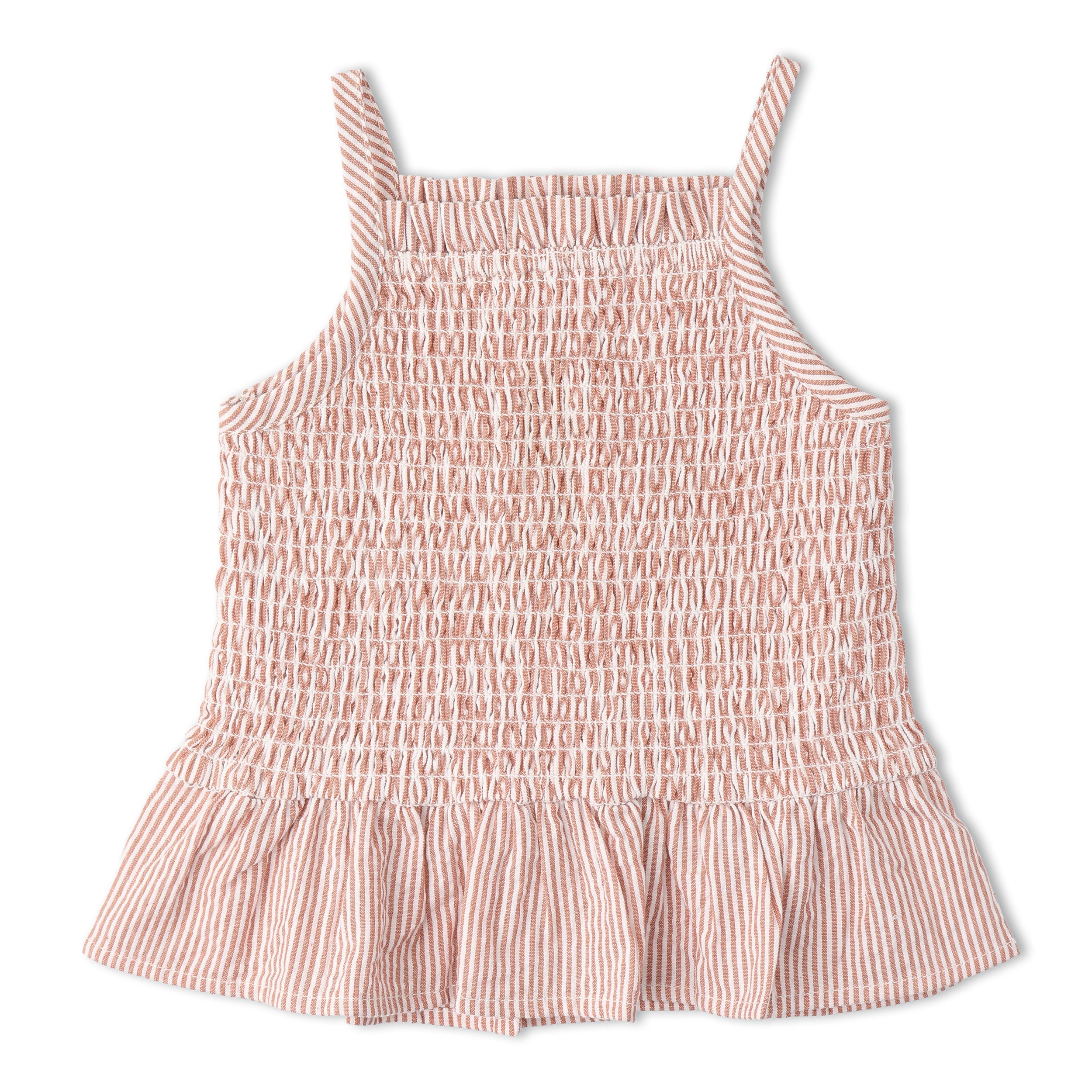 Organic Smocked Top And Bloomer Set - Coral Stripes - Aaria Tees Aaria Tees