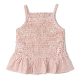 Organic Smocked Top And Bloomer Set - Coral Stripes - Aaria Tees Aaria Tees