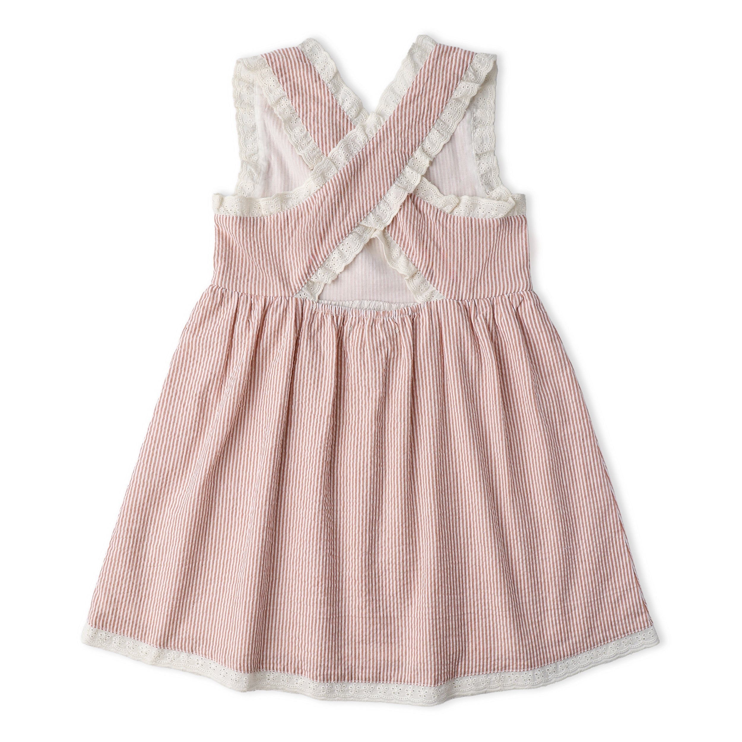 Organic Cross Back Dress - Coral Stripes - Aaria Tees Aaria Tees